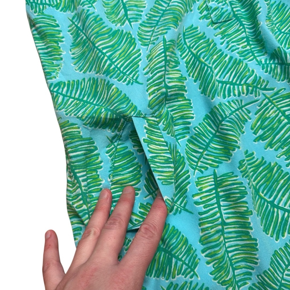 Lilly Pulitzer Shift Shirt Dress Tropical Leaf‎ Blue Green Rayon Size 0 - Picture 3 of 9